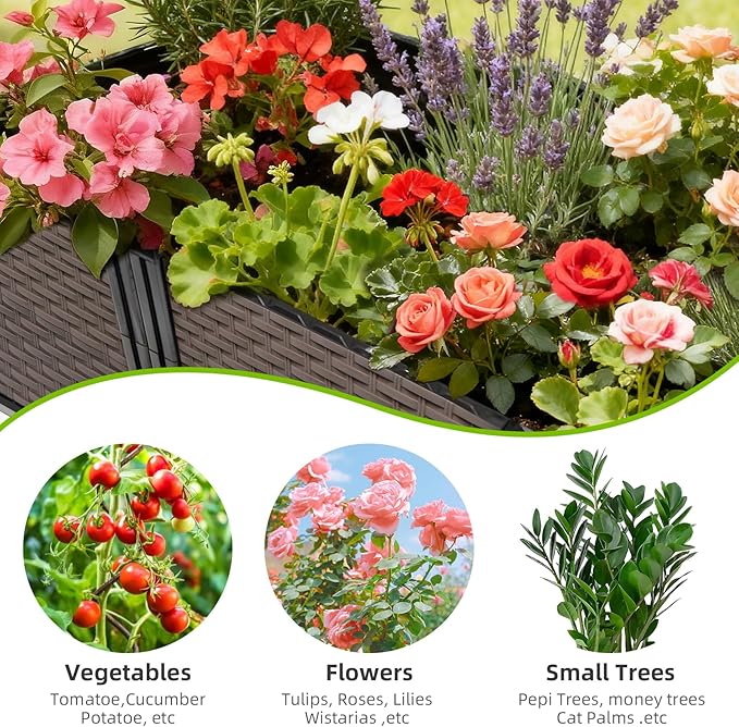 Raised Plant Box with Wheels 47.2x15.7x16.1 Raised Beds for Gardening Self Watering Durable Metal Lockable Casters Rectangular Garden Planter Perfect for Garden Patio Balcony Deck