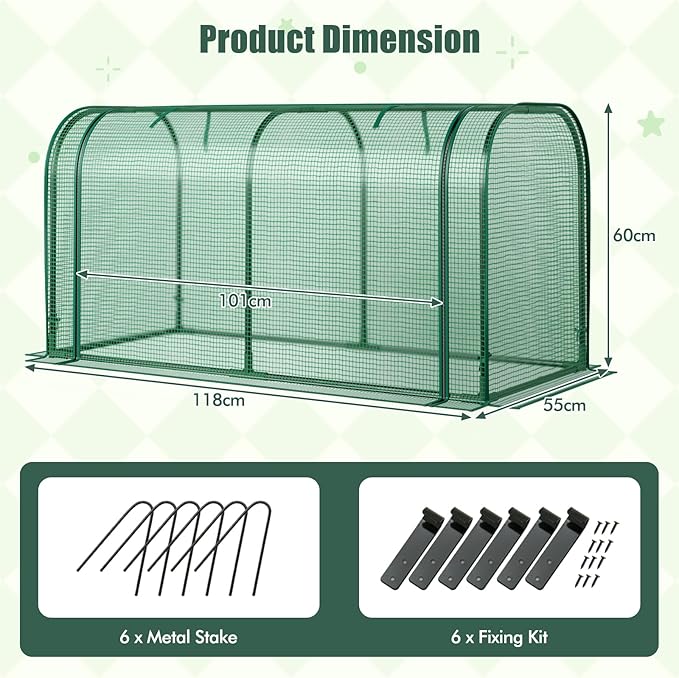 Happygrill Raised Garden Bed with Greenhouse Cover Raised Bed with Legs &amp Drainage Holes for Herbs Vegetables Outdoor Wood Elevated Planter Box for Patio Backyard Balcony (Green+Grey)