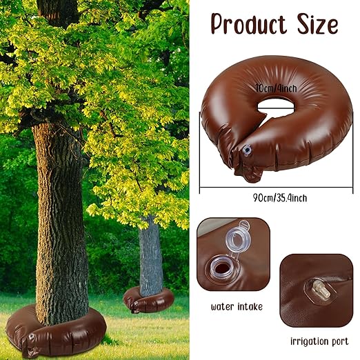 Nuogo 10 Pcs Tree Watering Bag 15 Gallon Slow Release Watering Ring PVC Planting Water Bag for Trees and Shrub Automatic Tree Watering System Drip Irrigation Ring Brown 35.4 x 35.4 Inch