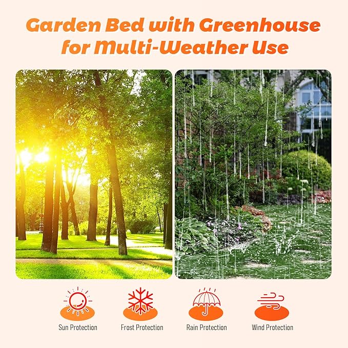 Raised Garden Bed with Cover with 2 Large Screen Windows Mini GreenhouseGalvanized Raised Garden Bed (Large--71*35.4*36 in)