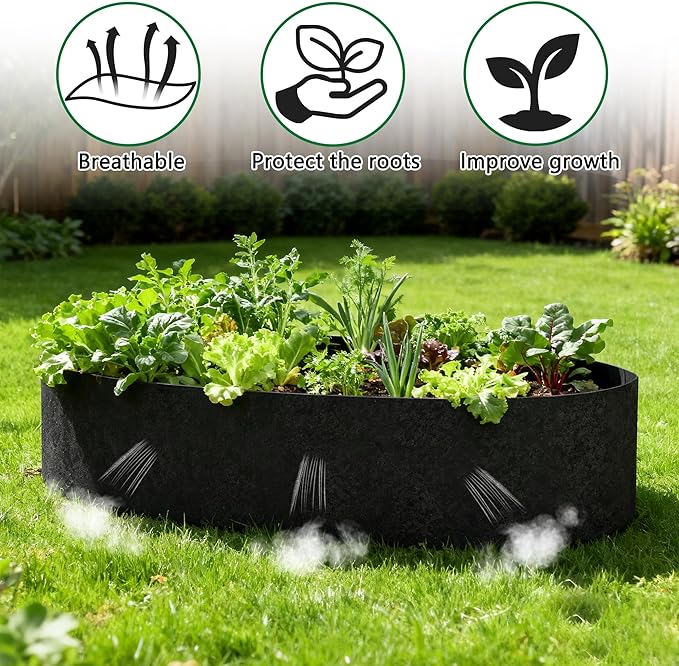 2 Sets 4 x 2 x 1 ft Raised Garden Bed Liner Bag Breathable Grow Bed Fabric Liners with Clips and Gloves Garden Box Non Woven Bag for Outdoor Plants Growth Keep Soil Isolation (No Garden Bed)
