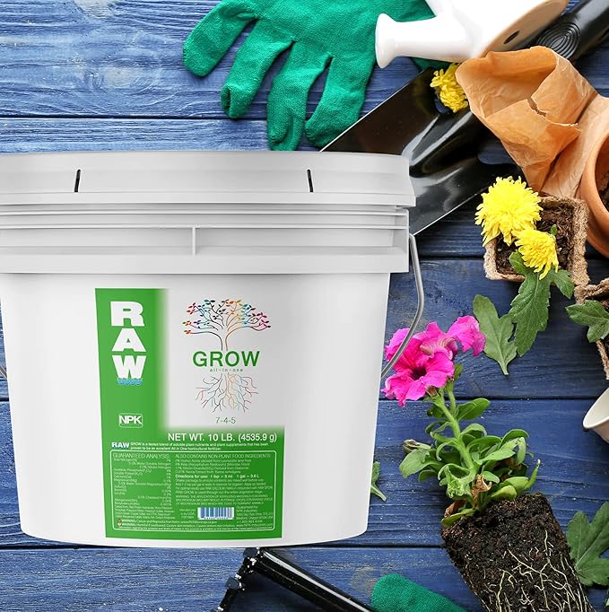 RAW All in One Grow 10lb - Complete Plant Nutrition for Thriving Growth - Indoor Outdoor Hydroponic Use