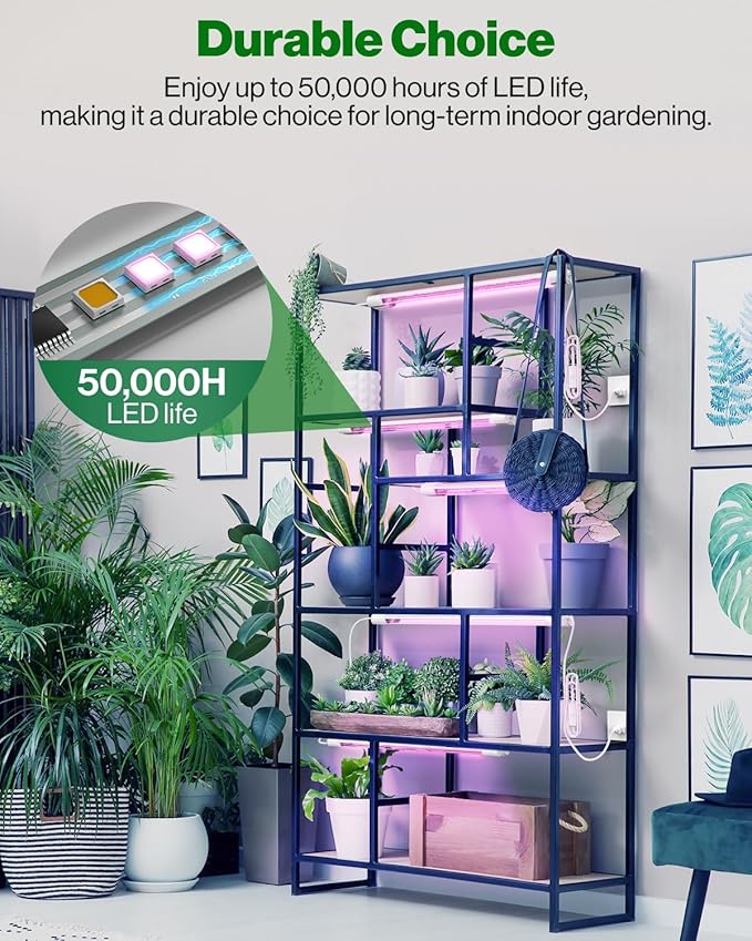 Sunco 8 Pack 2ft Grow Light LED 20W Full Spectrum for Seed Starting Seedling Indoor Plants Plug in Suspended Fixture Link Up to 8 Inline Switch ETL.
