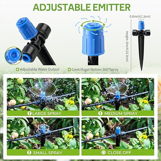 HIRALIY 140FT Quick Connect Garden Watering System with Adjustable Vortex Drippers Saving Water Automatic Drip Irrigation Kit for Raised Bed and Plants Vegetable Garden