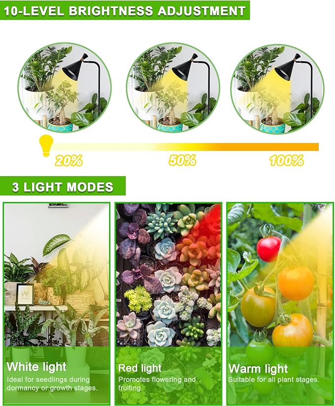 Standing Plant Grow Light LED Growing Light Full Spectrum for Indoor Plants4/8/12H Timer Flow Grow Light for Tall Large Indoor Plants
