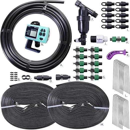 Automated Dripworks Drip Tape Irrigation Kit for Watering Row Crops in Farms (with Timer)-Waters Upto 10 20' Rows | Agricultural Grade Components | Trusted Brand Since 1991