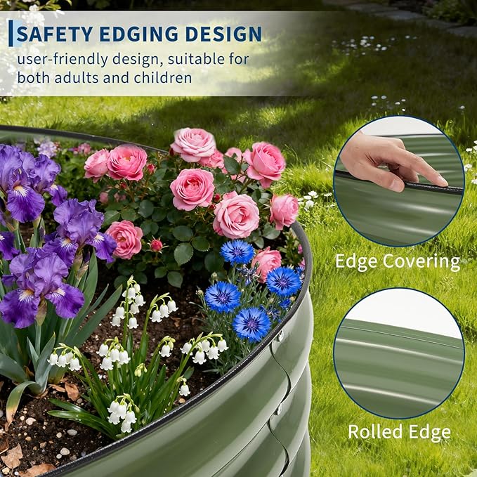 4X2x1Ft (1 Pack) Galvanized Raised Garden Bed-Open Base Metal Planter Box for Outdoor Vegetables Flowers &amp Herbs Steel Garden Raised Bed Kits