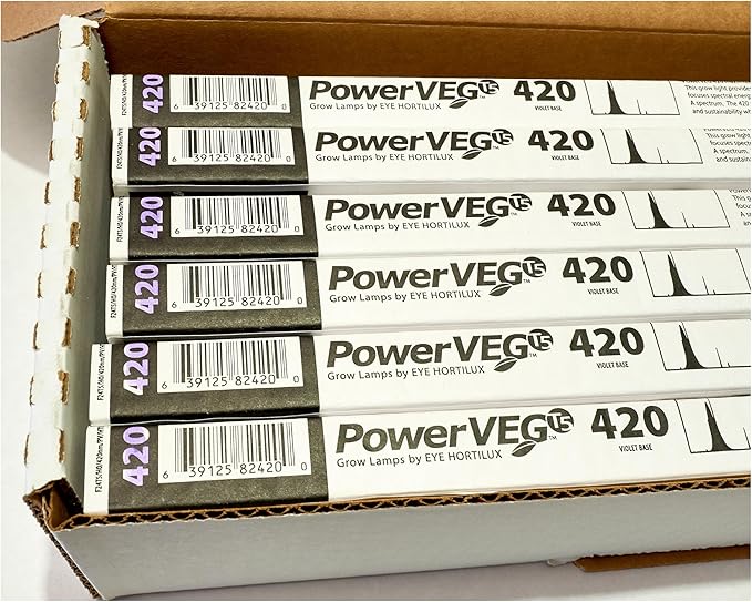 Eye Lighting International PowerVEG 420 2 ft 24W HO T5 Fluorescent Grow Lights - Blue Spectrum for Vegetative Growth and Chlorophyll Enhancement F24T5/HO nm/PV/HTL (Pack of 24)