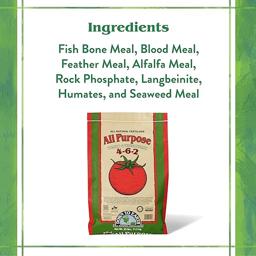 Down To Earth All Natural Fertilizers Organic All Purpose Tomato &amp Vegetable Mix - Plant Food for Tomatoes Peppers Herbs and Flowers 4-6-2 40 lb