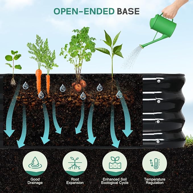 5 in 1 Galvanized Raised Garden Bed - 8x3x1ft (2Packs) Modular Planter Box Outdoor | Metal Raised Bed Kit with Bracing Rods for Gardening Vegetables Flowers Fruits Herbs (Gray)
