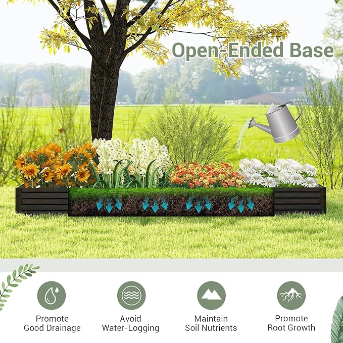 HAPPYGRILL Raised Garden Bed 8x4 x1 ft Galvanized Metal Planter Raised Bed for Vegetable Fruit Herb Flower Outdoor Planter Box with Open-Ended Base for Patio Lawn