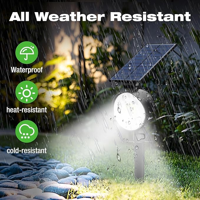 nipify 4 Pack Solar Lights Outdoor Waterproof 3 CCT Solar Spot Lights with 2 Brightness Landscape Spotlights for Outside Garden Yard Trees