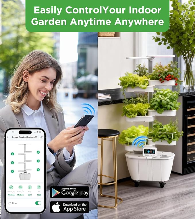 Hydroponics Growing System Kit48 Pods Large Indoor Hydroponic Herb Garden with Smart LED Grow Light Auto Circulating Water Pump24L Water TankAPP &amp WiFi ControlledGardening Systems for Ideal G