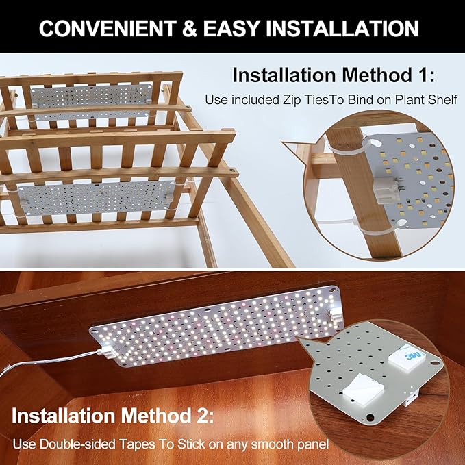 3Pack Flat Grow Lights for Indoor Plants Seed Starting Veg 4/8/12/16/20H Timer Light and Thin 30W Grow Lights for Under Cabinet Plant/Shelves Two Connection Modes Quick Installation