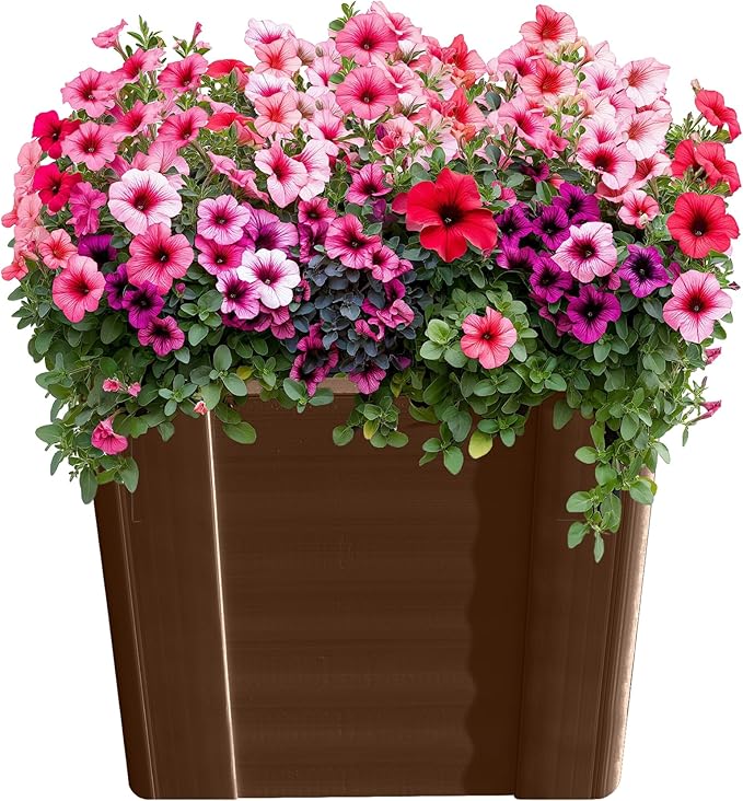 Raised Garden Bed - 1x1 ft Planter Box - Brown HDPE - No Tools Needed - DIY Kit for Urban Gardening Flowers Herbs &amp Vegetables - Made in The USA - 2 Pack