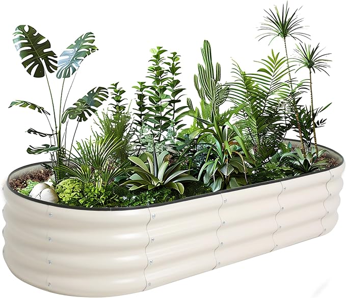 Galvanized Raised Garden Bed Kit Outdoor Metal Garden Planter Box for Backyard Gardening Planting Vegetables and Patio (59x23.6x11.8)
