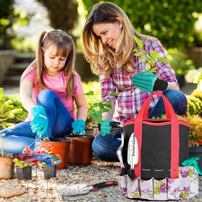 Garden Tools Set 83 Piece Succulent Tools Set Included Heavy Duty Aluminum Gardening Tools for Gardening Non-Slip Ergonomic Handle Durable Storage Tote Bag Gifts for Men Women