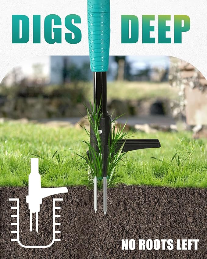 Breeze Touch 39 Weed Pulling Tool 3-Claw Detachable Weed Puller Tool with Long Handle Heavy Duty Stand Up Weeder Weeding Tool for Lawn Yard Garden Crabgrass Dandelion Picker Weed Remover
