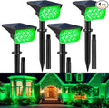 Green Solar Spot Lights Outdoor St. Patrick's Day Decor Lights with IP65 Waterproof 20 LEDs Solar Landscape Spotlights for Garden Path Yard Holiday Christmas 4 Pack