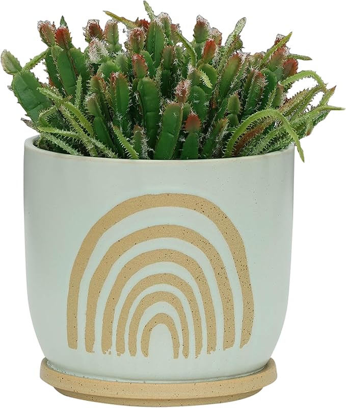 Generic 8 Arch Planter W Saucer Mint Green