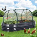 Galvanized Raised Garden Bed Steel Planter Boxes with Cover Zippered Screen Doors Open Base for Vegetables Flowers Easy Assembly