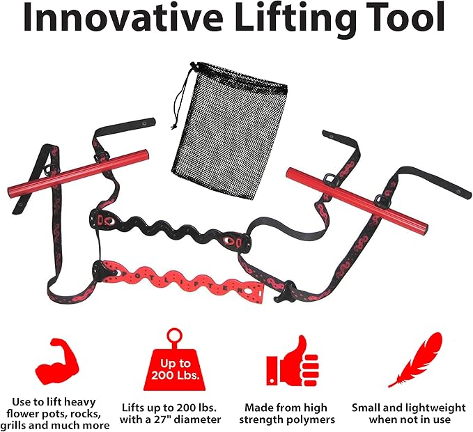PotLifter - Potted Plant Mover and Essential Lifting Tool For Garden Flower Pots Planters Trees Rocks - Lifts Up to 200 Pounds - A Plant Caddy Alternative Easily Move Heavy Items Around Your Yard