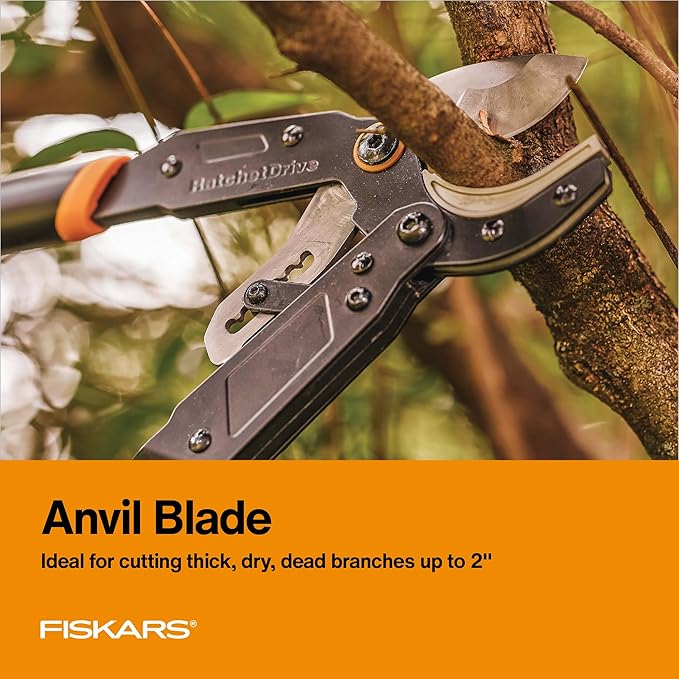 Fiskars Ratchet Drive Anvil Lopper 32 Inch Heavy Duty Tree Trimmer 2 inch Cut Capacity Riveted Handles for Easy Squeeze Cutting Power