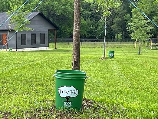 Tree I-V 6-Pk Original Base Root Feeder Watering System - Durable Self-Supported 5-Gal Reservoir with No-Hands Filling - Water 6 Trees in 6 Minutes - Weekly