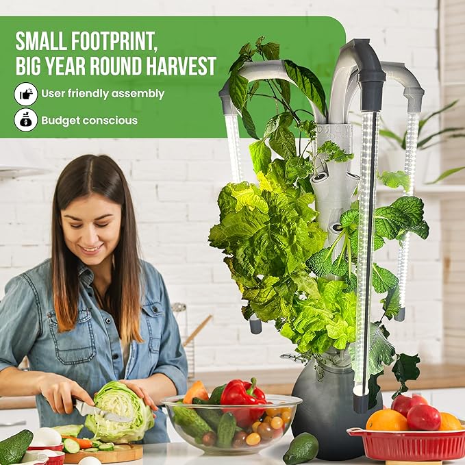 The Hydro Tower® Hydroponic Gardening Tower | Lights Included | Self Watering | Simple Setup | Easy Upkeep | Fast Growth