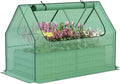 Aoodor Raised Garden Bed Kit 4x2x1 FT Galvanized Planter Box with PE Cover Screen Windows for Gardening Green