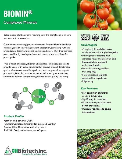 SaferGro Biomin® Manganese Organic Liquid Fertilizer Complexed Manganese for Manganese Deficiency or Supplement Soil and Foliar Application 1 Gallon