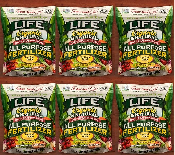 Dr. Earth Life All Purpose 4-6-5 Fertilizer 4-Lb - New #736P Packaging for 2020 (6-Bags)