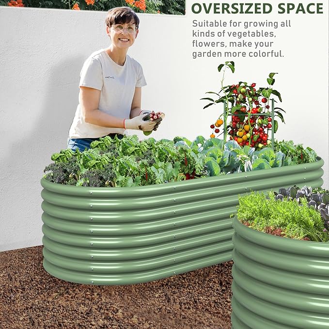 FRIZIONE 6FT(L)3FT(W)2FT(H) Raised Garden Bed Outdoor Raised Planter Box Outdoor for Herb Vegetable-Light Green