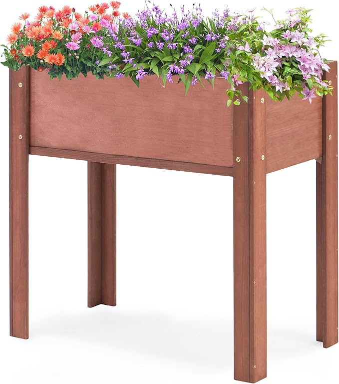 Raised Garden Bed with Legs (31x16x31'') Solid Wood Elevated Planter Box for Outdoor