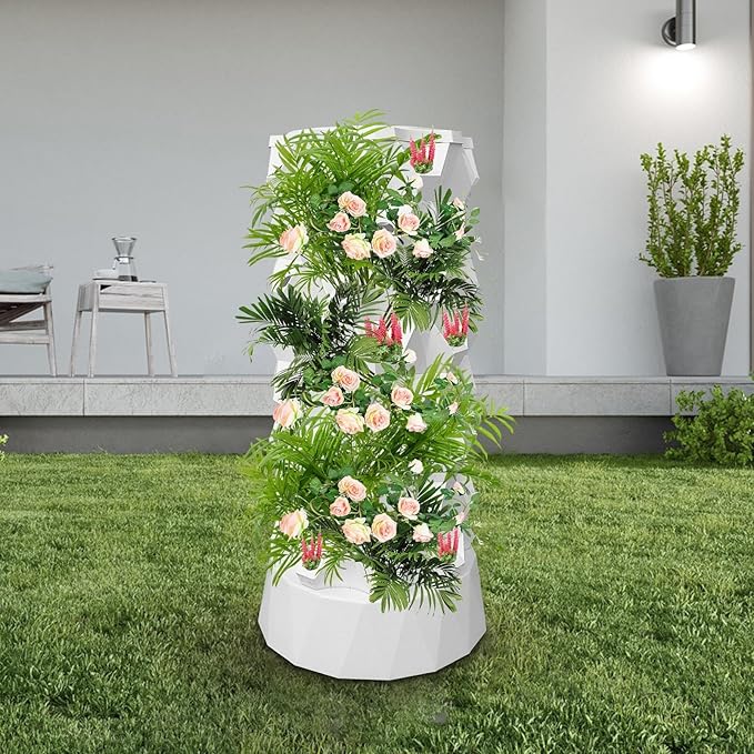 8 Tier 64 Slots Hydroponics TowerHydroponics Growing System for Indoor Fruits and VegetablesAeroponic Tower with Hydrating Pump TimerAdapter SpongeVertical Planting Standalone Aeroponic Garden