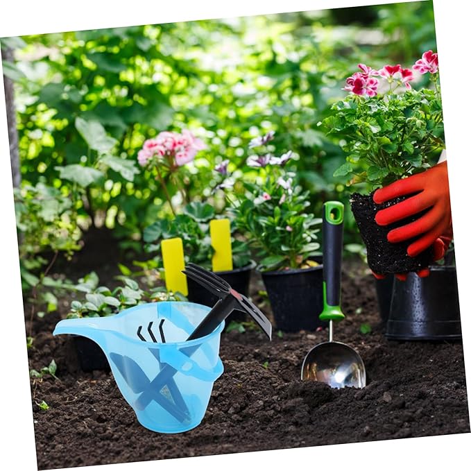 Heavy Duty Garden Hoe and Gardening Tool Set with Bucket Plastic Shovel Soil Fork Lightweight Non-Slip Beach Digging for Boys and Versatile Outdoor Weeding and Planting Tools for