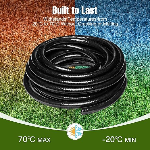 100FT 1/2 Inch Drip Irrigation Tubing with 10 Pack 1/2 to 1/4 Drip Irrigation Fittings Drip Line Hose &amp Push-to-Fit 3-Way | 4-Way | 6-Way Splitter Connectors for Drip Irrigation System