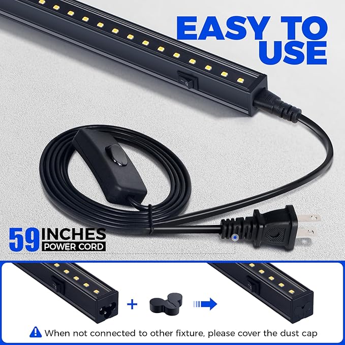 Barrina T5 Grow Lights for Indoor Plants 2FT 5000K Full Spectrum LED Grow Light with Black Cover T5 Grow Light Strip Under Cabinet Plant Light with Switch Cord Linkable Plug and Play 4 Packs