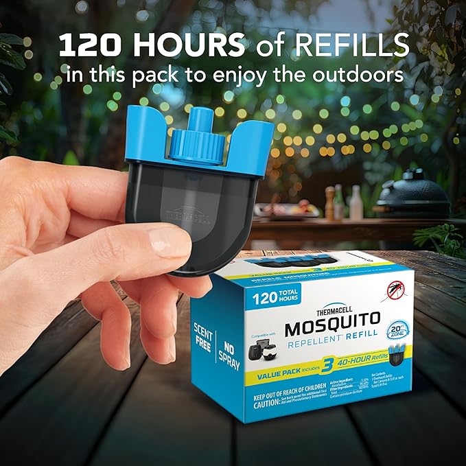 Thermacell Rechargeable Mosquito Repeller Refills Advanced Repellent Formula Provides 20 Foot Protection Zone Compatible with Thermacell E-Series &amp Radius Only No DEET Spray or Flame