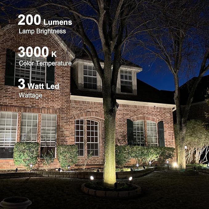 GOODSMANN Landscape Lighting 2PK Landscape Floodlights Spotlights 3W LED 200 Lumen with 2PK 3W LED 180 Lumen Hardwired 2 Tier Pagoda Path Lights 3000K Warm White
