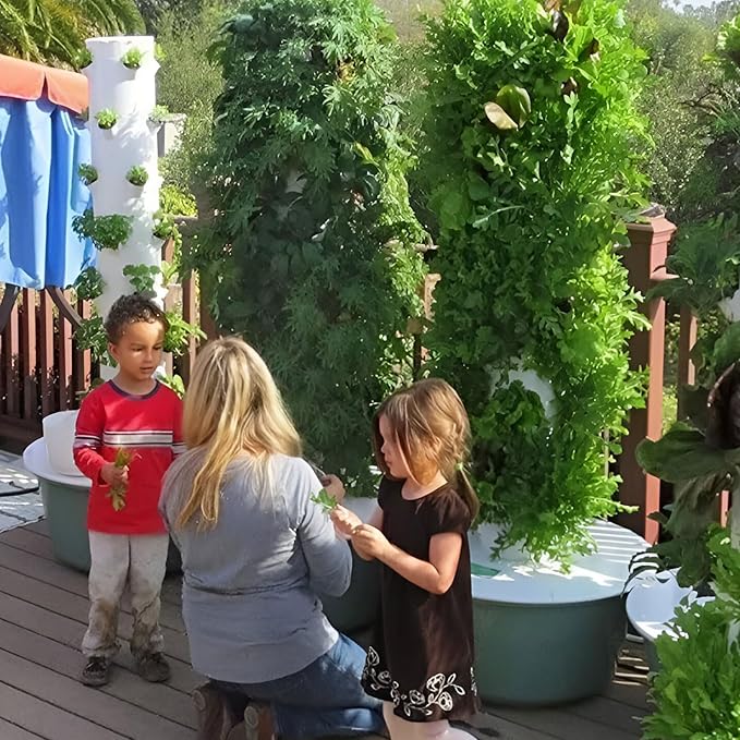 AIZYR Hydroponic Tower Vertical Planter Tower with Hydrating Pump Hydroponics Growing System Kit Gardening Planter for Strawberries Flowers Vegetables5 Layer