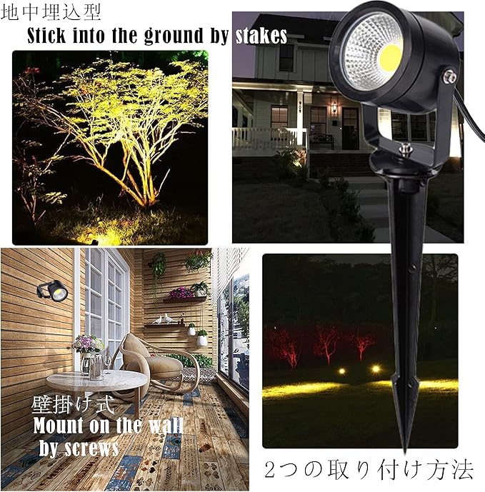 Outdoor LED Spotlight Timer Waterproof Bright Flag Light with Spiked Stand Landscape Automatic Mini Lawn Lamp 5W Graden Light Lawn Decorative Lamp with Plug Courtyard Front Yard Warm White