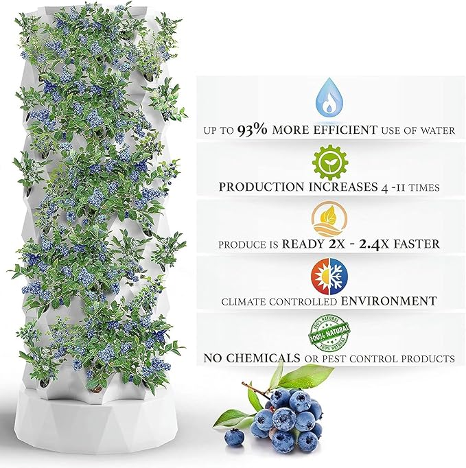 System of Hydroponic Culture for Gardening Inside Vertical Airplane Tower Garden to Grow Herbs Fruits and Vegetables - System of Aerial Gardening and Hydroponic Kit with 48