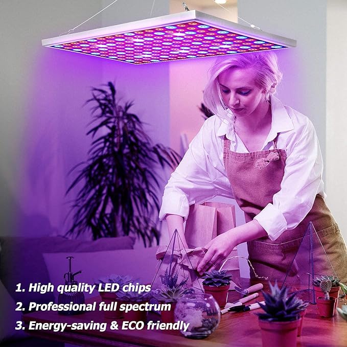 Diboys LED Grow Light for Indoor Plants 45W Plant Lights Full Spectrum Panel Grow Light for Seedlings Succulents Micro Greens Vegetable and Flower 2 Pack