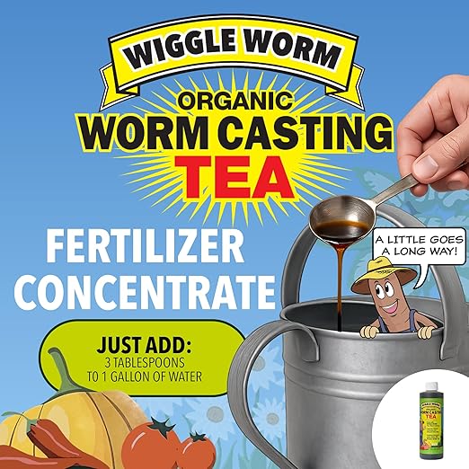 Fertilizer Combo Pack – 15lb Pure Worm Castings Fertilizer and Soil Amendment and 8oz Worm Casting Tea Concentrate for Indoor and Outdoor Gardening