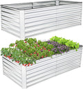 6x3x2FT Raised Garden Bed Kit Galvanized Planter Raised Garden Boxes Outdoor w/Anti Cutting Strip &amp A pair of gloves Deep Root Raised Planter for Vegetables Fruits Flowers and Herbs Silver