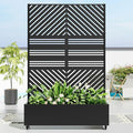 Casaphoria Metal Raised Garden Bed with Trellis and Wheels 72x47x16 Planter Box for Climbing Plants Vegetables &amp Vines Features Drainage Holes and Privacy Screen Black(Parallel&ampHarold)
