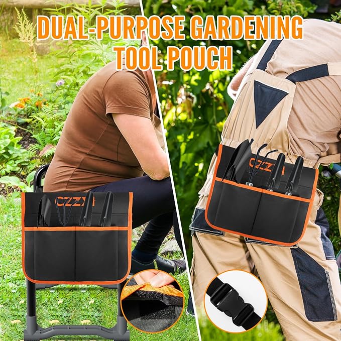 Garden Kneeler and Seat Wider and Thicker Kneeling Pad Heavy Duty Gardening Stool with Gardening Tool Pouch and Bag Garden Bench/Chair Gifts for Women Seniors