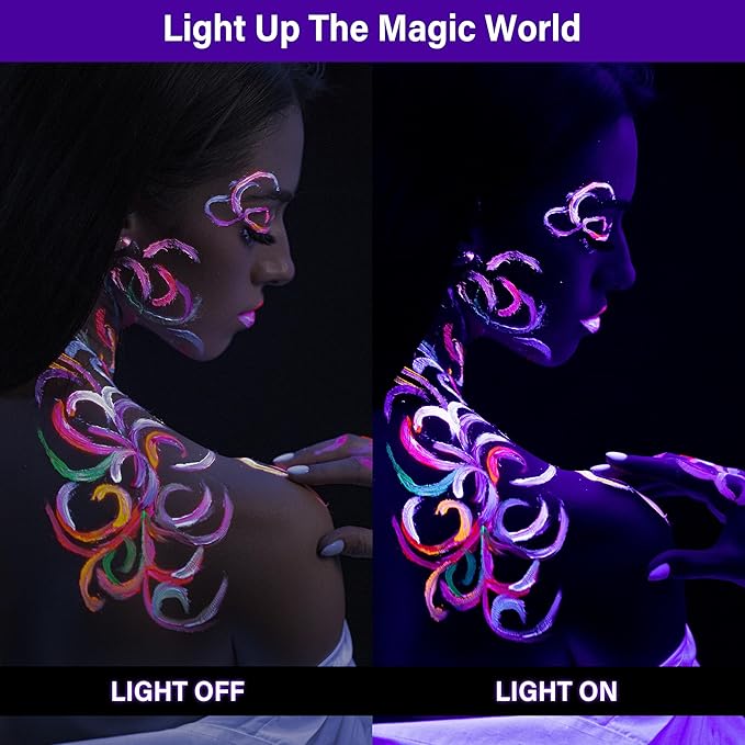 Halloween Christmas Outdoor Spotlights Purple Spotlight 4 Pack 110V Plug-in Outdoor Blacklight12W UV Halloween Black Light Spot Lights Outdoor with IP65 Waterproof for Party Body Paint