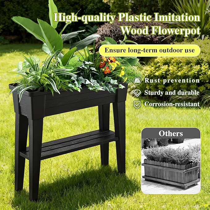 Raised Garden Bed with Legs &amp Trellis Outdoor Raised Planter Box for Gardening Herb Garden Planters for Outdoor Plants Garden Bed for Garden Yard Patio Home Decor